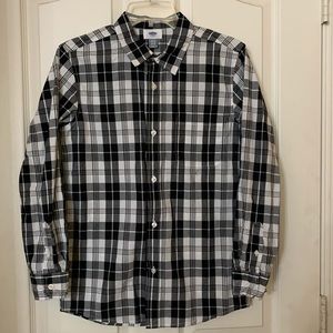 Old Navy Black/White Plaid Button Down. Boys 14/16